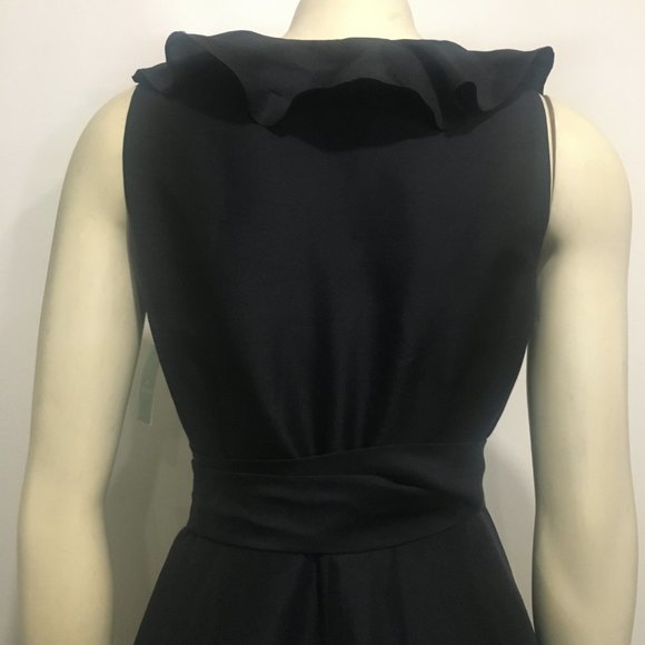 Kate Spade NY 2 Fiona Safari Black Silk Ruffled V-Neck Wrap Cocktail Dress NEW - Picture 5 of 7